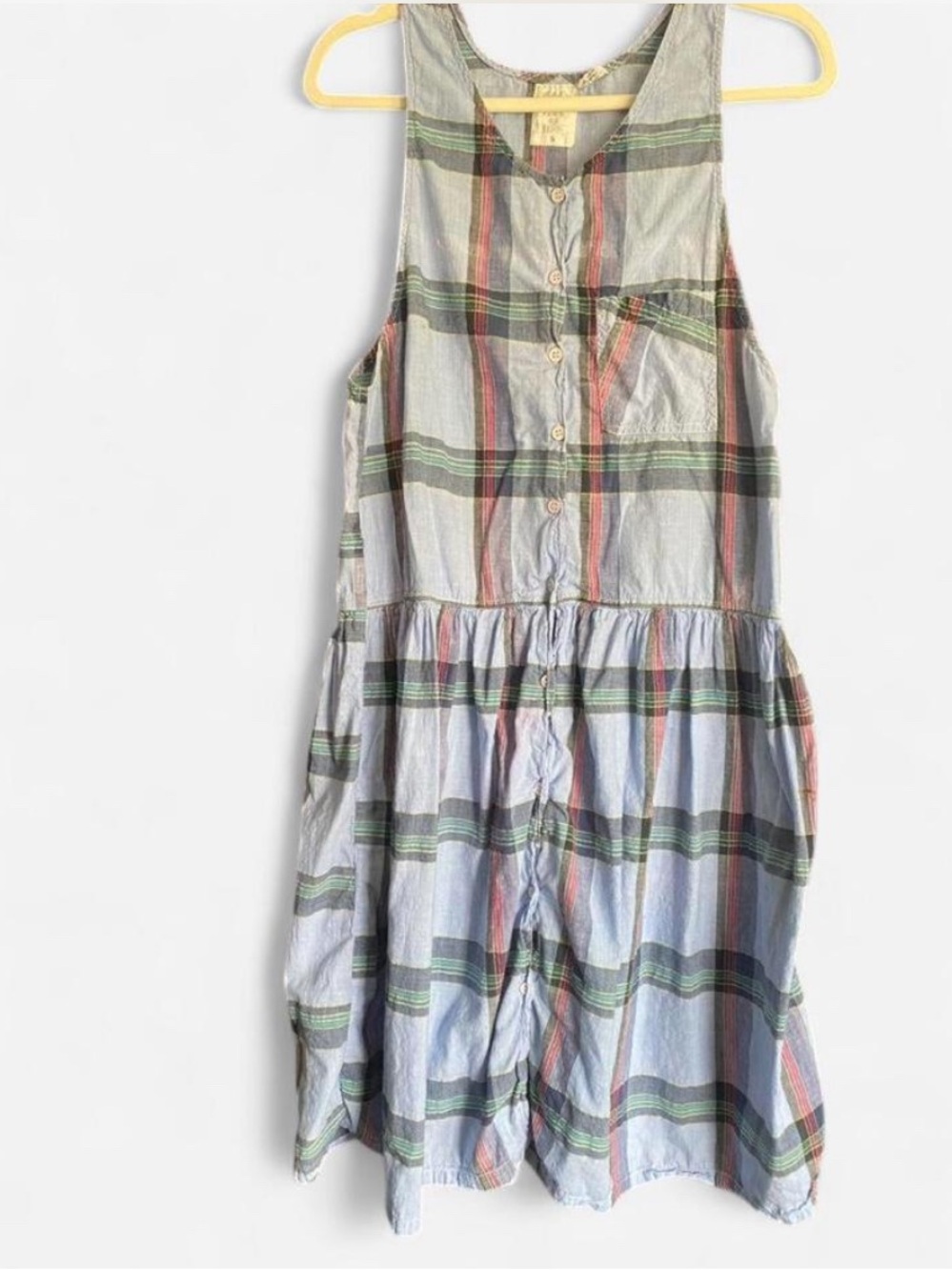 Pop Pink on Pink Plaid Button Front Cotton Sundress Size S
